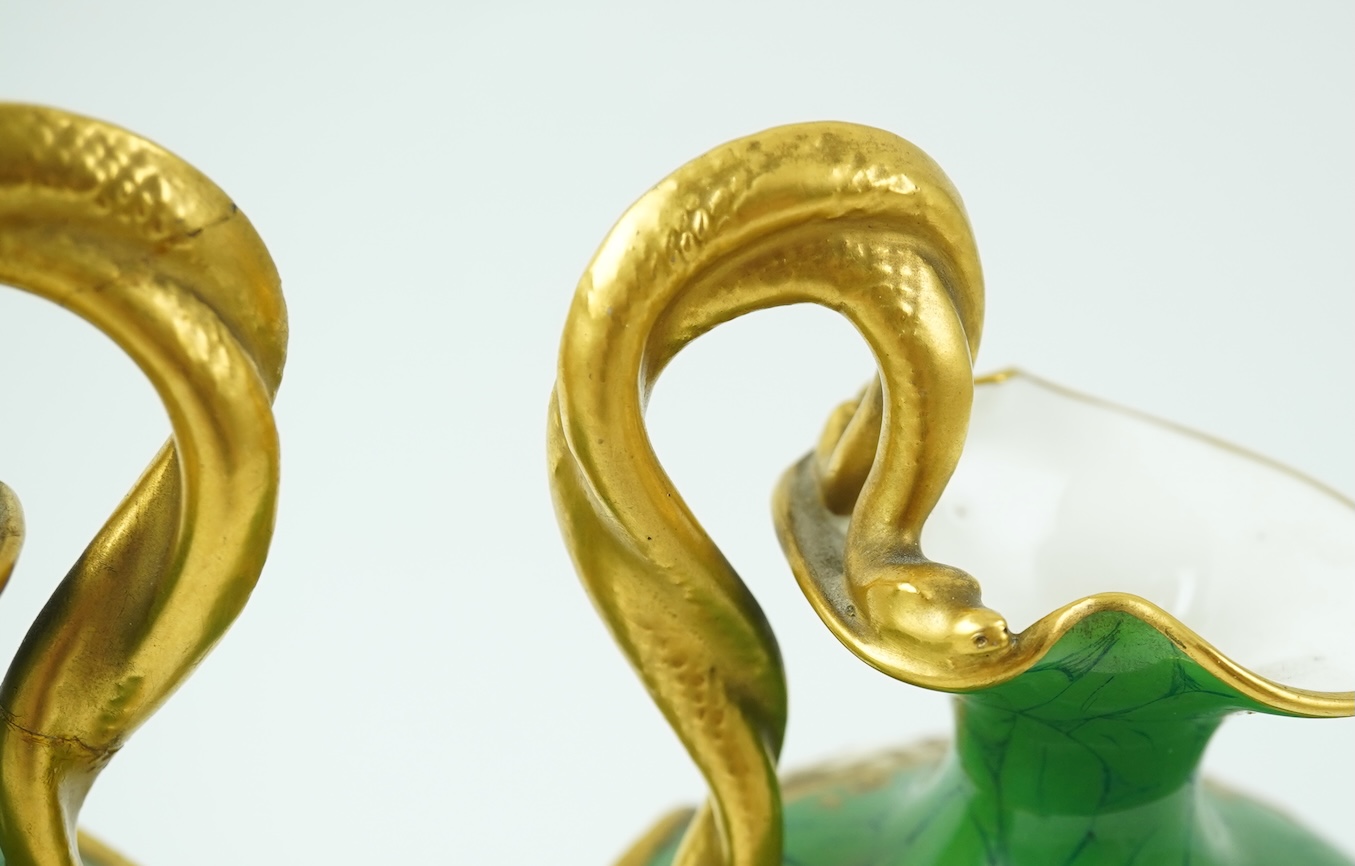 A pair of Royal Worcester fruit painted ewers, by R. Sebright, c.1903